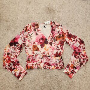 Brand New Express Floral Long Sleeve Wrap Top XS